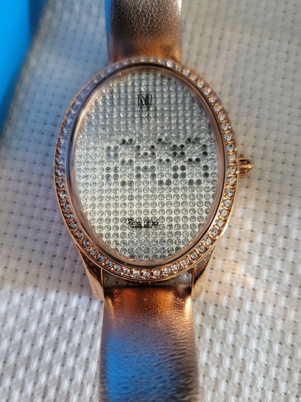 Victoria Wieck Rose Gold Crystal Digital with Metallic Strap
